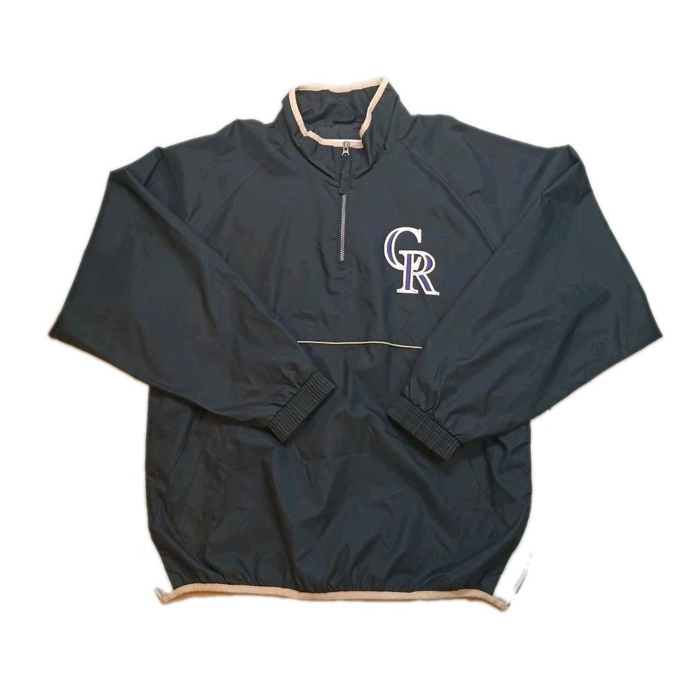 Vintage 90s MLB Colorado Rockies Men's XL Windbreaker Pullover Majestic Athletic